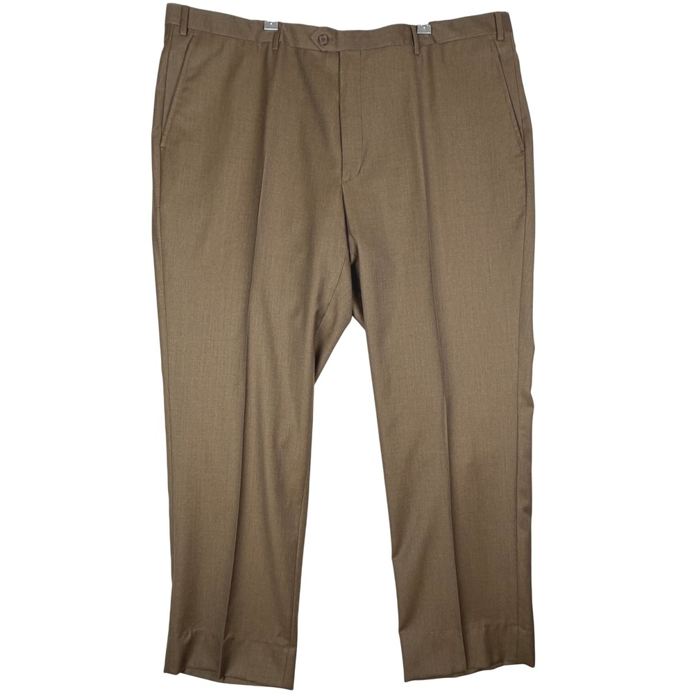 Santorelli Luxury Serge Wool Dress Pants US 46 (IT 46) Tobacco Italy